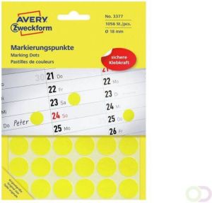 Avery Zweckform Avery Ronde etiketten diameter 18 mm geel 1.056 stuks